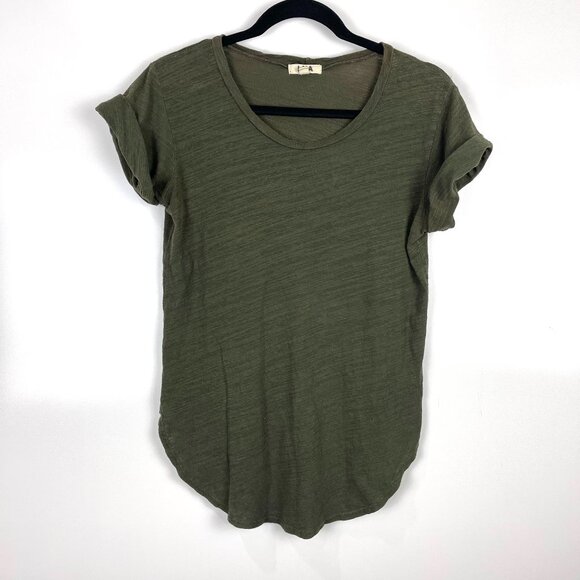 LNA Tops - LNA Rolled Sleeve Slub Top Short Sleeve Green Women's Size Small